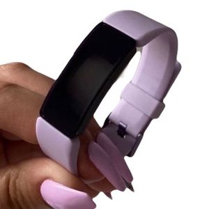 Fitbit Inspire HR fitness tracker watch heartrate, purple & white bands, charger